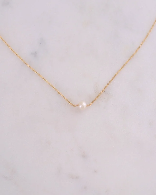 Ladies necklaces nautical charm -Petite Pearl Simple Necklace