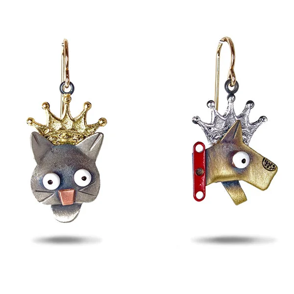 ladies earrings graduation-Reigning Cats & Dogs Earrings