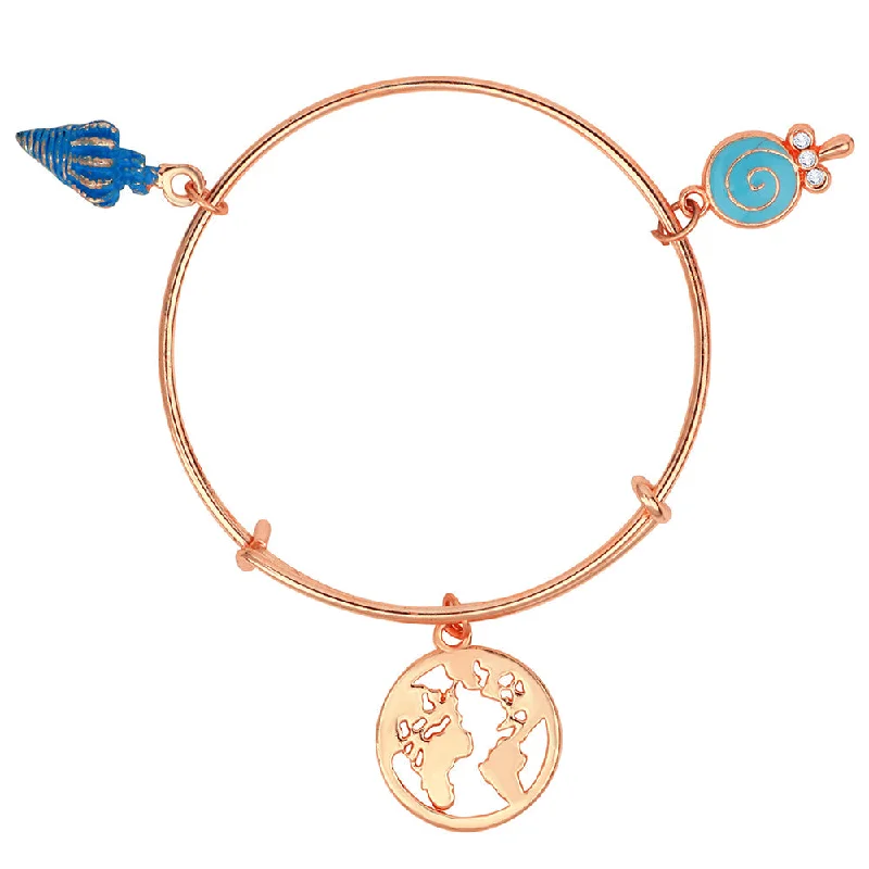 Ladies bracelets ruby shine -Mahi Rose Gold Plated 3 Wonderful and Colorful Meenakari Work Charms Kids Bracelets (BRK1100855Z)