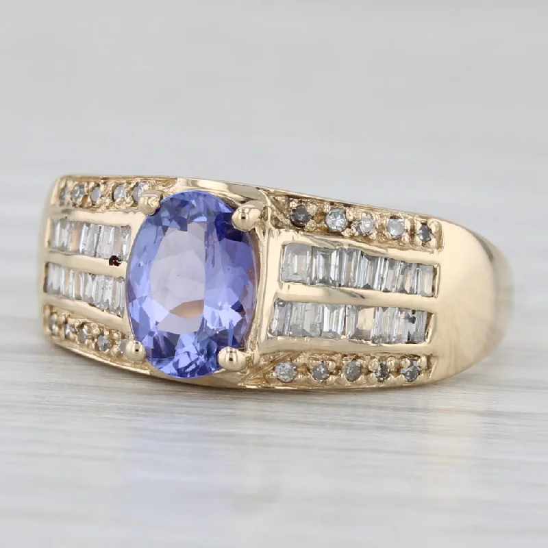 ladies engagement rings investment-1.24ctw Tanzanite Diamond Ring 14k Yellow Gold Size 7 Engagement