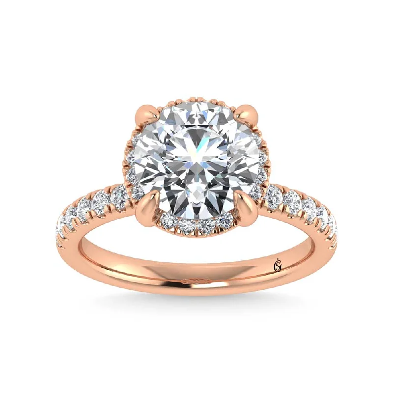 ladies engagement rings ethical-14K Rose Gold Lab Grown Diamond 3 1/2 Ct.Tw. Round Shape Engagement Ring