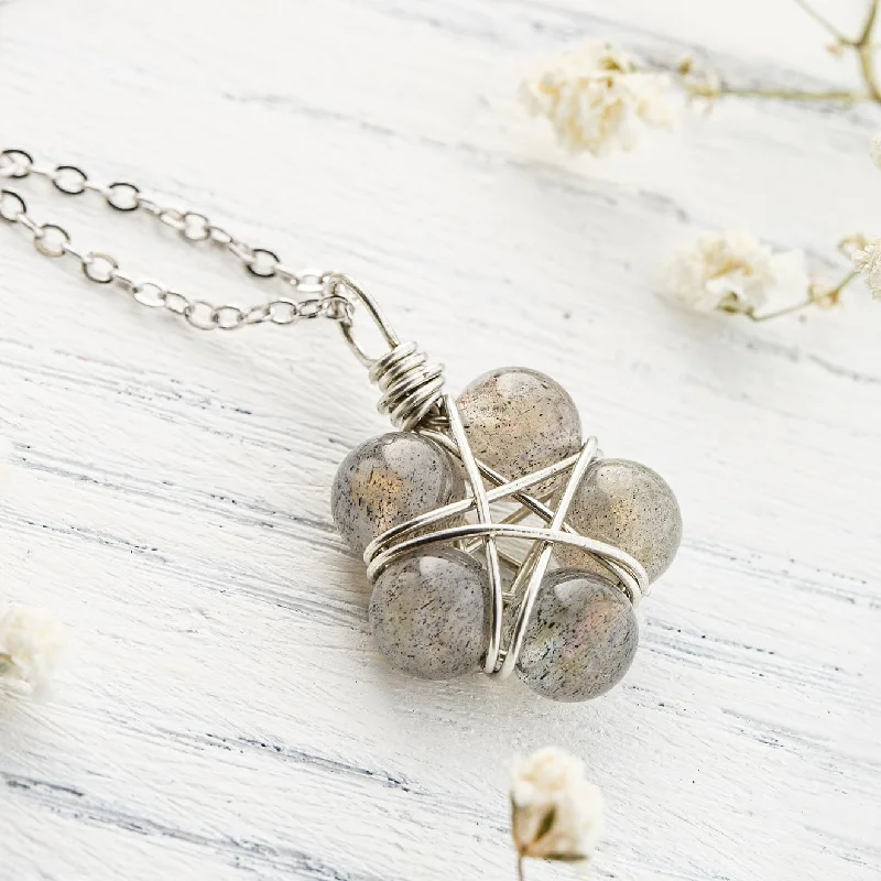 Ladies necklaces local craft -Moonstone Pentagram Necklace