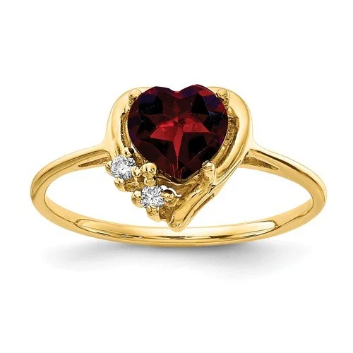 ladies rings opal-14KT YELLOW GOLD GARNET & DIAMOND RING