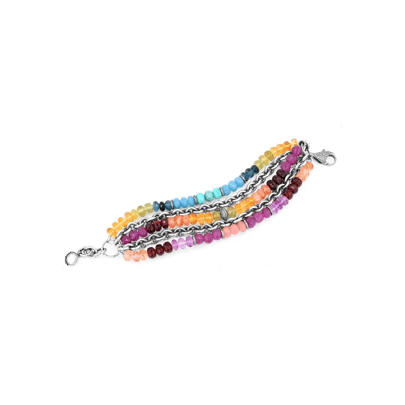 Ladies bracelets river shine -Chakra Gemstones Meet Chain Multi Layer Bracelet B0003339