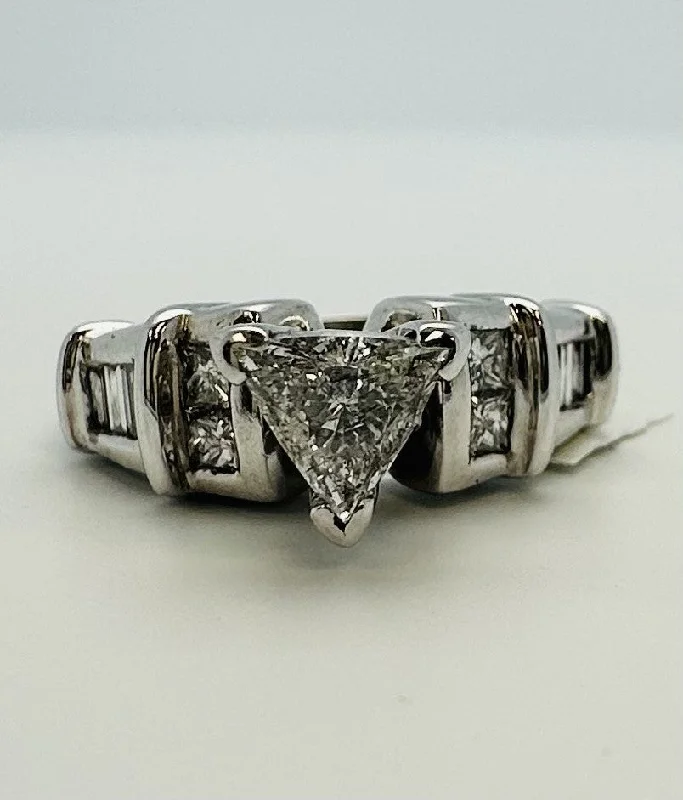 ladies engagement rings claw-Trillion Natural Diamond Engagement Rings