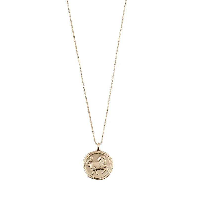 Ladies necklaces pave design -Aries Gold Plated Necklace