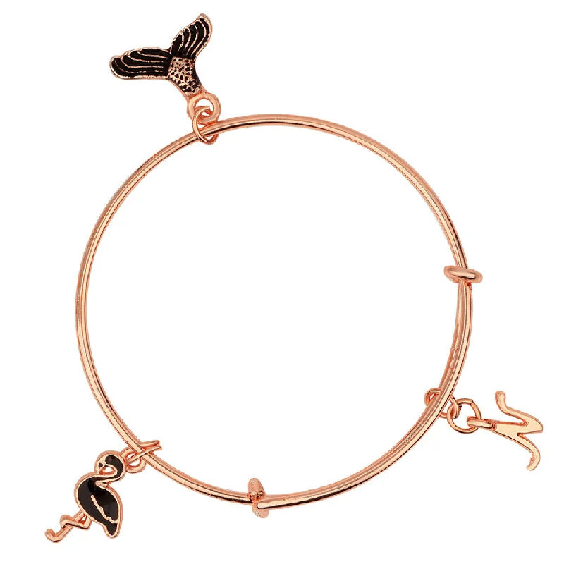 Ladies bracelets punk glow -Mahi T Letter & Swan Shaped Rose Gold Plated Enamel Work Kids Bracelets for Kids(BRK1100823Z)