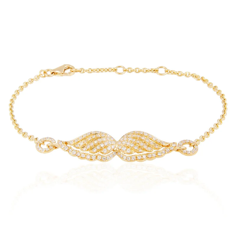 Ladies bracelets wedding shine -18k Yellow Gold .63ct Diamond Angel Wing Bracelet