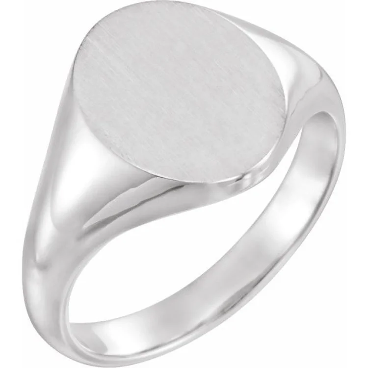 ladies rings spiritual-14K White Oval Signet Ring