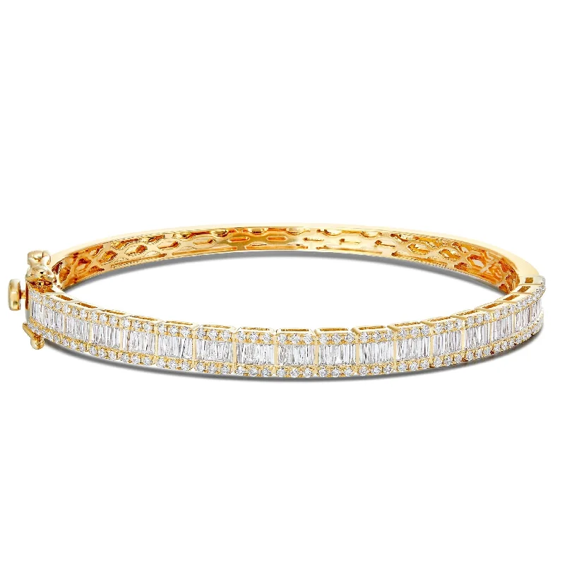 Ladies bracelets arabic charm -14K Gold 2.30ct Baguette Diamond Bangle Bracelet