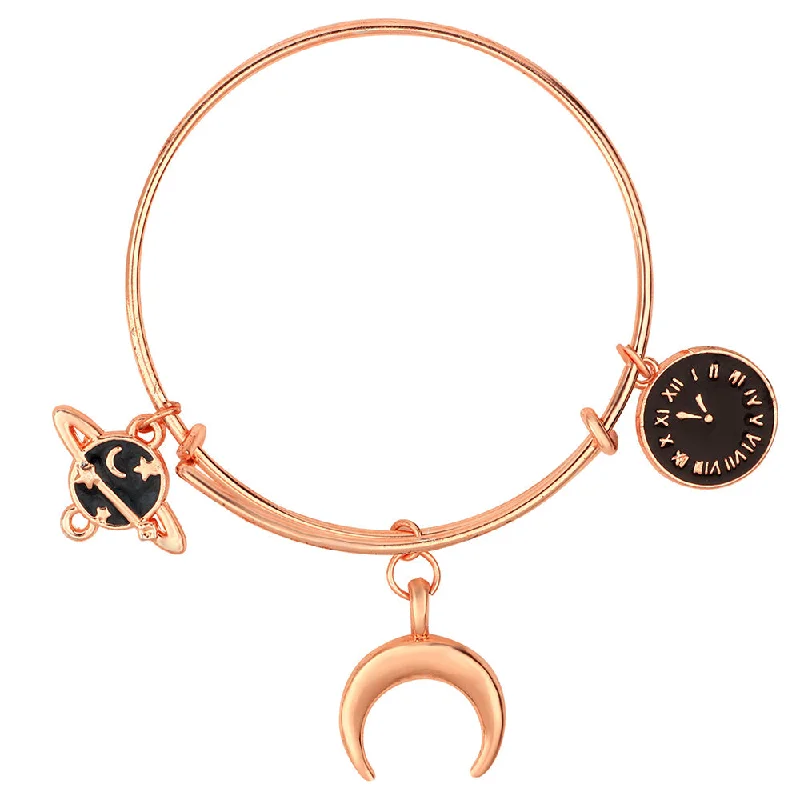 Ladies bracelets morganite charm -Mahi Watch Moon & Planet Shaped Rose Gold Plated Enamel Work Charms Bracelet for Kids (BRK1100859Z)