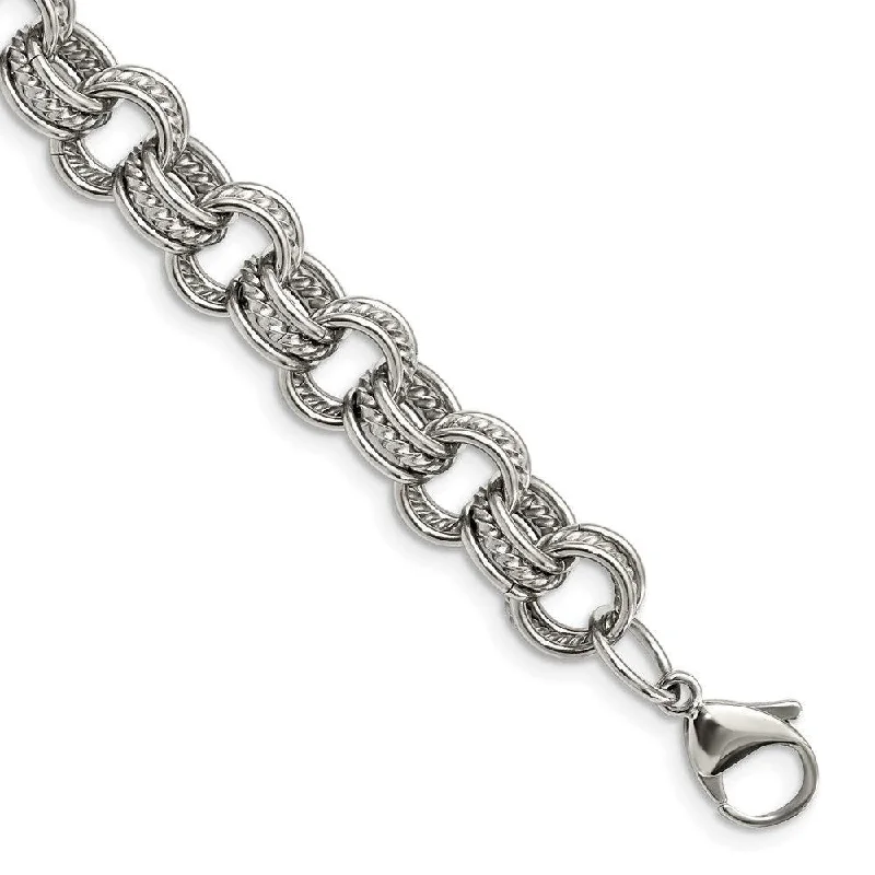 Ladies bracelets unique find -Stainless Steel Multiple Links 7.75in Bracelet