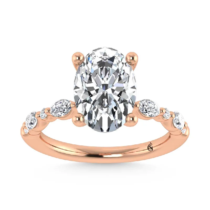 ladies engagement rings wedding-14K Rose Gold Lab Grown Diamond 3 3/8 Ct.Tw. Engagement Ring