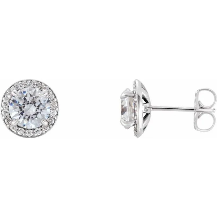 ladies earrings modern classic-Platinum 1 CTW Natural Diamond Halo-Style Earrings