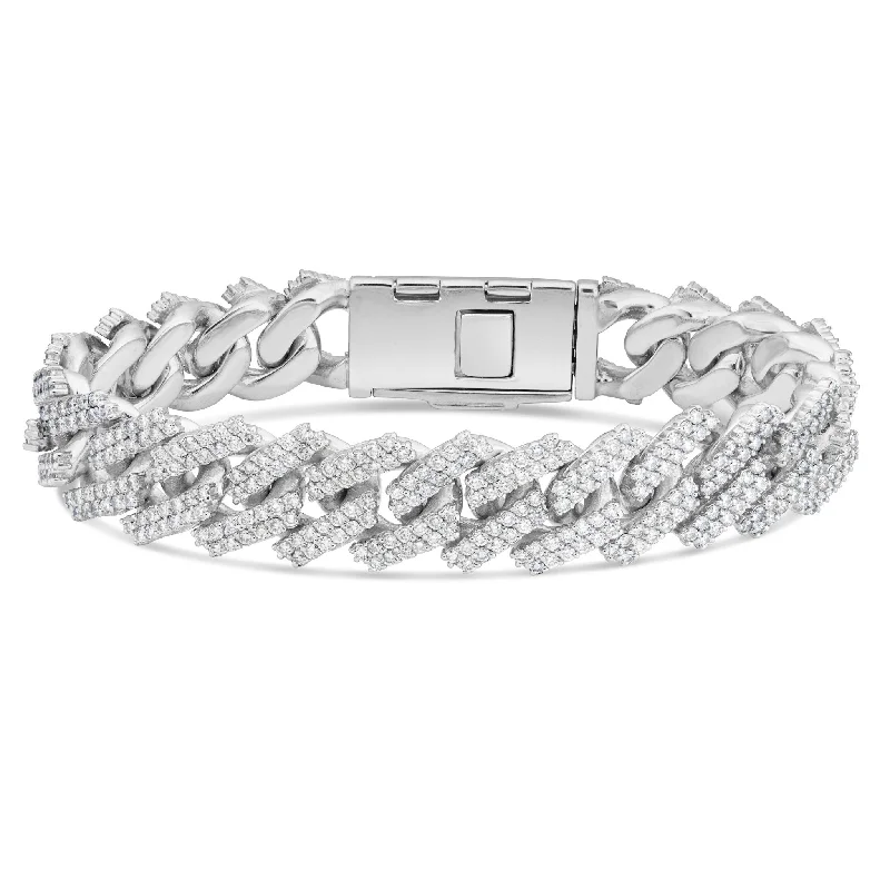 Ladies bracelets pre nuptial -10K White Gold 13ct 16mm Diamond Cuban Bracelet