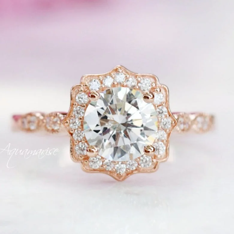 ladies engagement rings solitaire-Cordelia Engagement Ring- 14K Solid Rose Gold