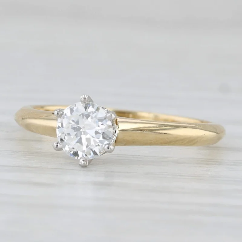 ladies engagement rings peace-Vintage Tiffany 0.41ct Round Solitaire Engagement Ring 18k Gold Sz 5.5 GIA Box