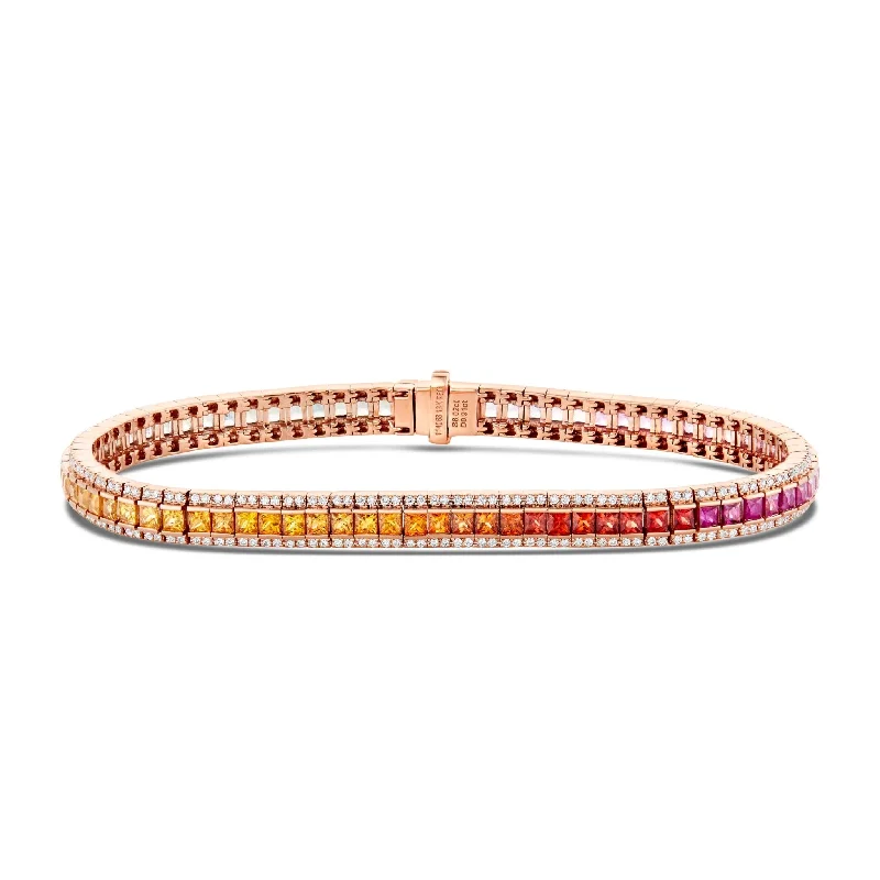 Ladies bracelets indian glow -18K Gold 15.4ct Diamond and Sapphire Rainbow Tennis Bracelet