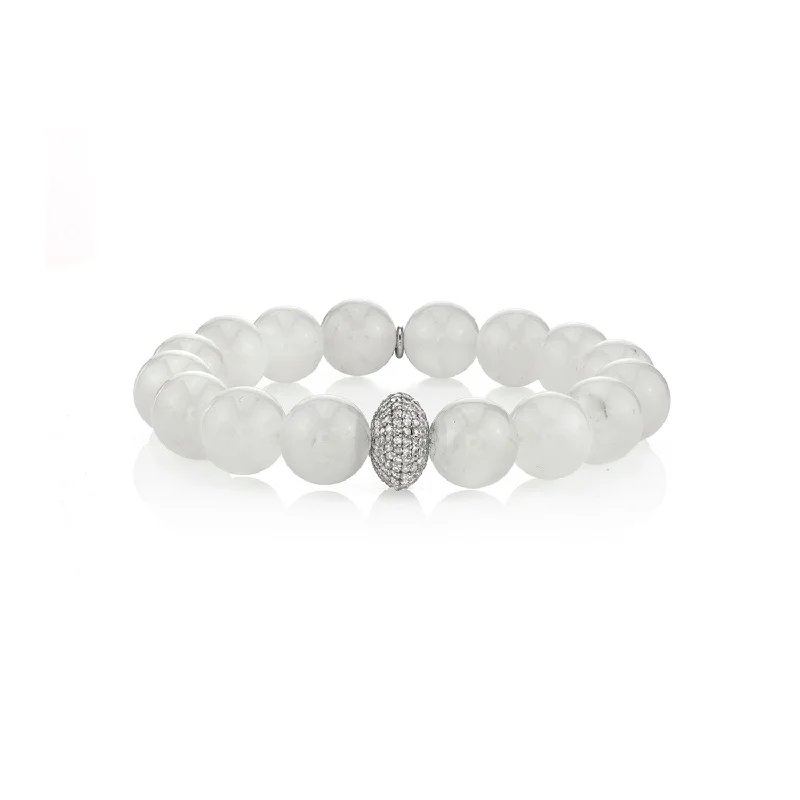 Ladies bracelets moon shine -Moonstone Bracelet With Diamond Donut - 12mm  B0000535