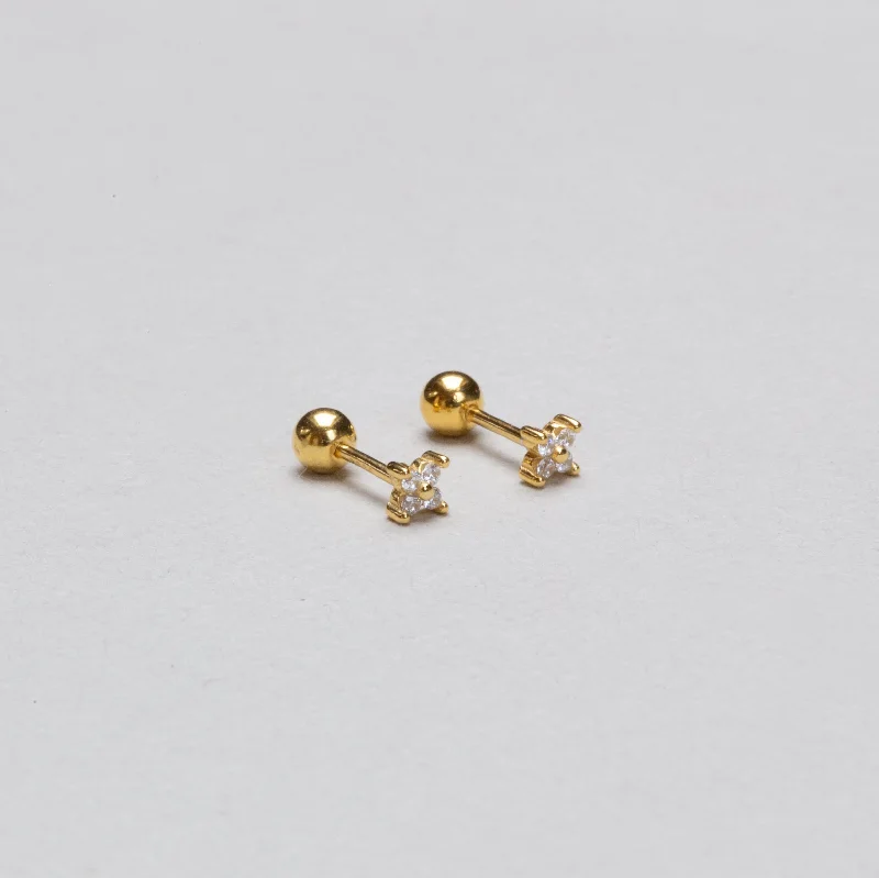 ladies earrings yoga-Gold-plated Flower Stud Cartilage Earring