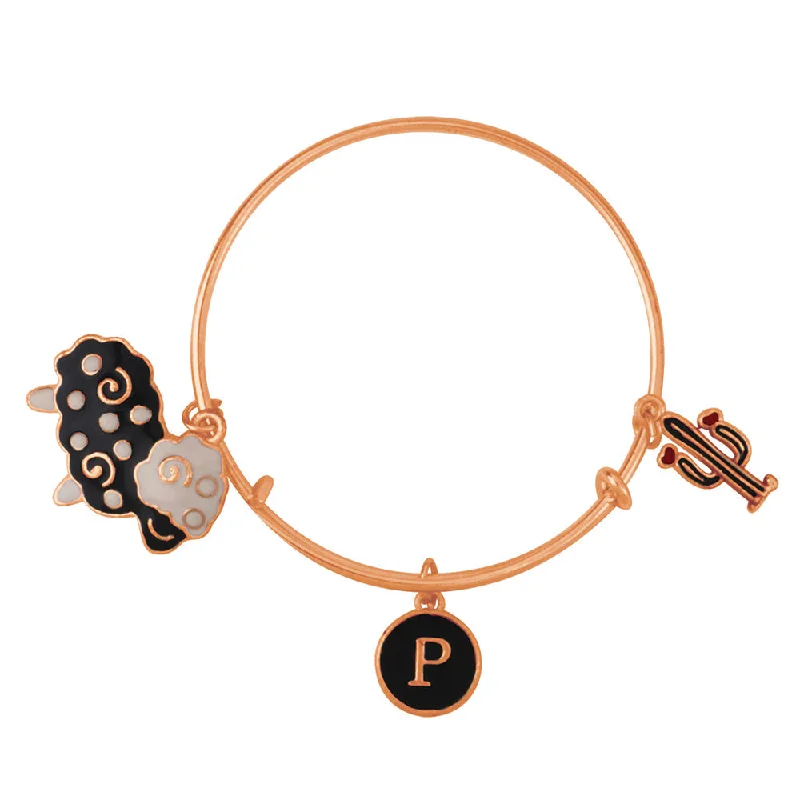 Ladies bracelets star charm -Mahi P Letter Cactus & Ship Shaped Rose Gold Plated Enamel Work Charms Kids Bracelets for Kids (BRK1100972Z)