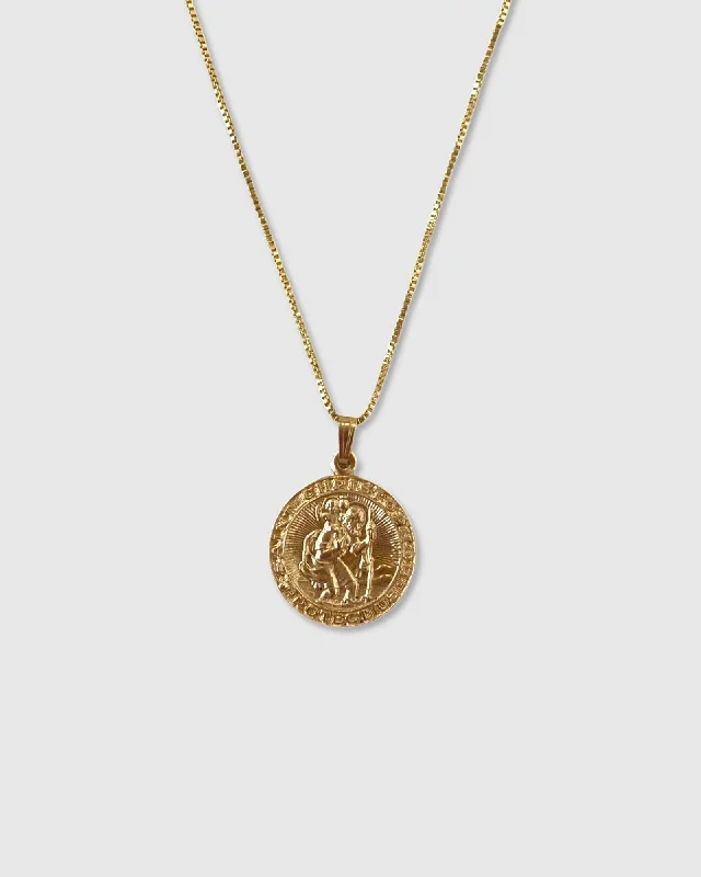 Ladies necklaces mandala charm -St Christopher Medallion Necklace