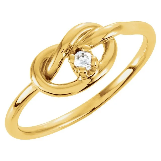 ladies rings ombre-14KT YELLOW GOLD ROUND DIAMOND KNOT PROMISE RING