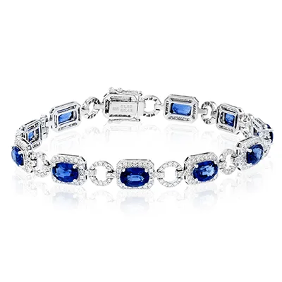 Ladies bracelets african shine -Sapphire Color Bracelet in 18k Gold with Diamonds LB2128