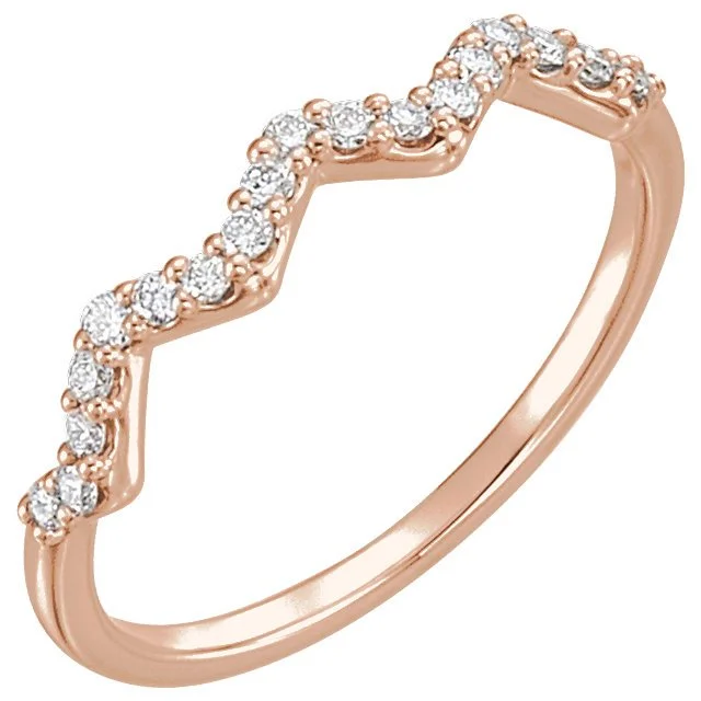 ladies rings flexible-14KT Gold 1/5 CTW Diamond Wavy Stackable Ring