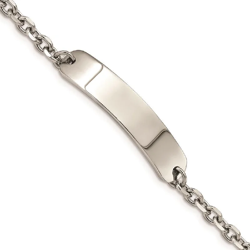 Ladies bracelets rainbow charm -Stainless Steel Polished Cable Chain 8in ID Bracelet