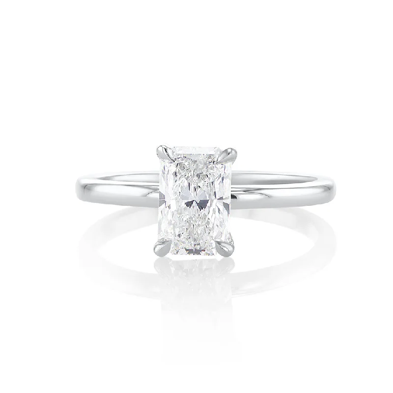 ladies engagement rings statement-1.33 CT Radiant Cut Lab-Grown Diamond Solitaire 14K White Gold Engagement Ring