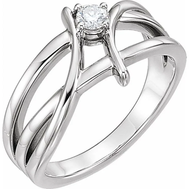 ladies rings cross-Sterling Silver 1/2 CT Natural Diamond Ring