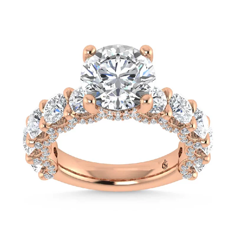 ladies engagement rings two tone-14K Rose Gold Lab Grown Diamond 6 Ct.Tw. Engagement Ring (3ct Round Center)