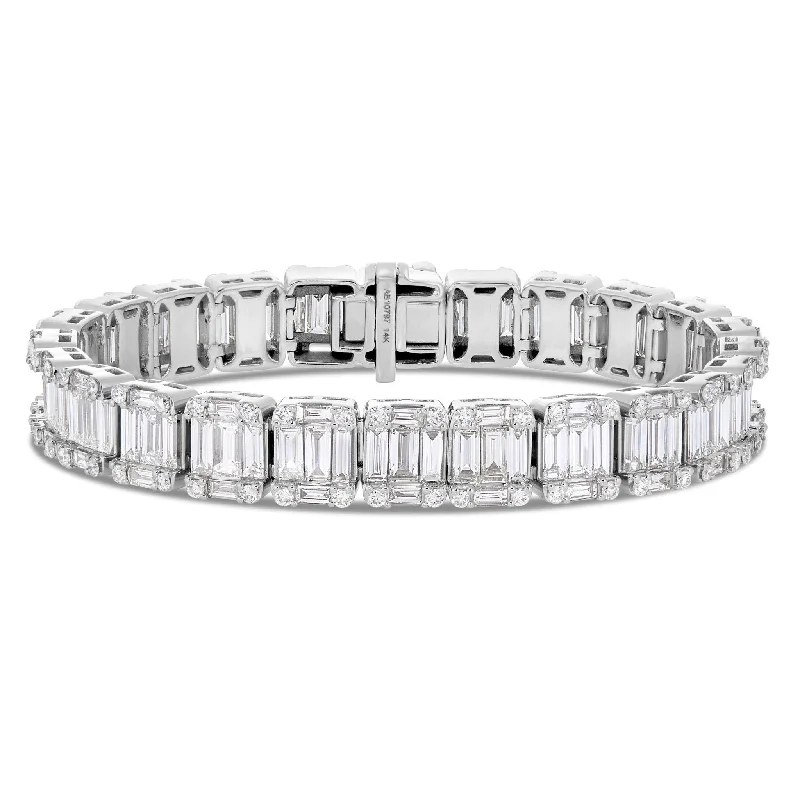 Ladies bracelets alexandrite glow -14K White Gold 15.25ct Baguette Diamond Bracelet