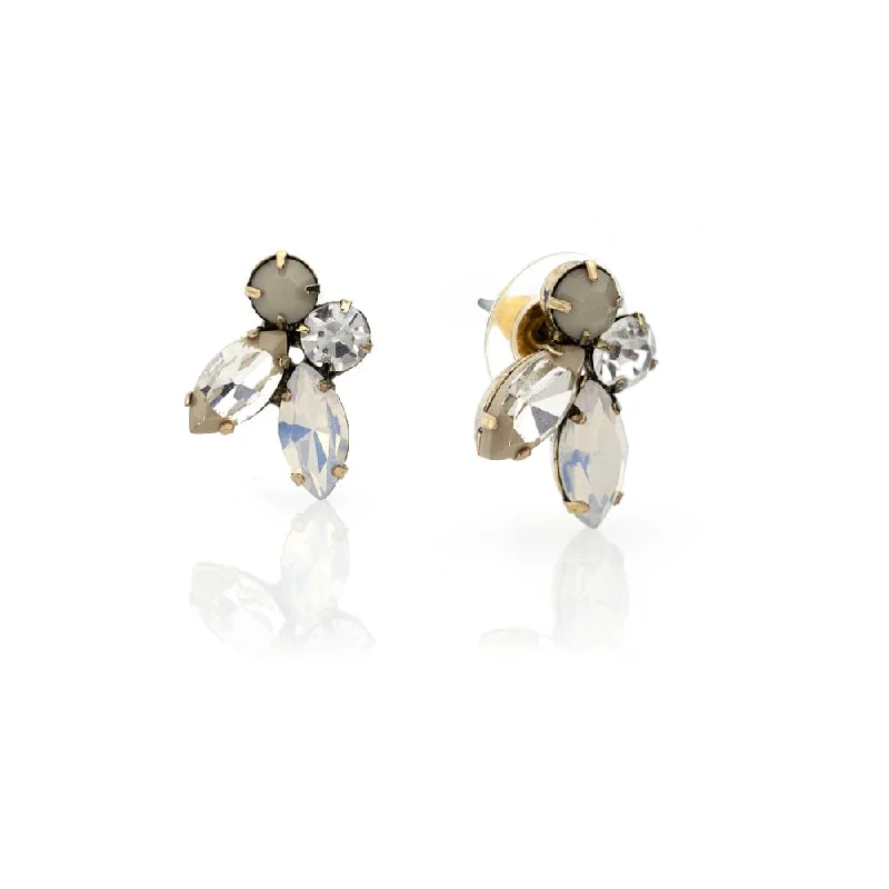 ladies earrings long-Diamante 1950s Sand Opal Cluster Earrings