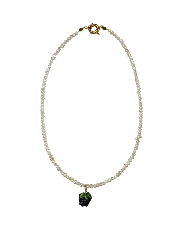 Ladies necklaces high end luxury -Pearl Fruit Glass Necklace - Blackberry