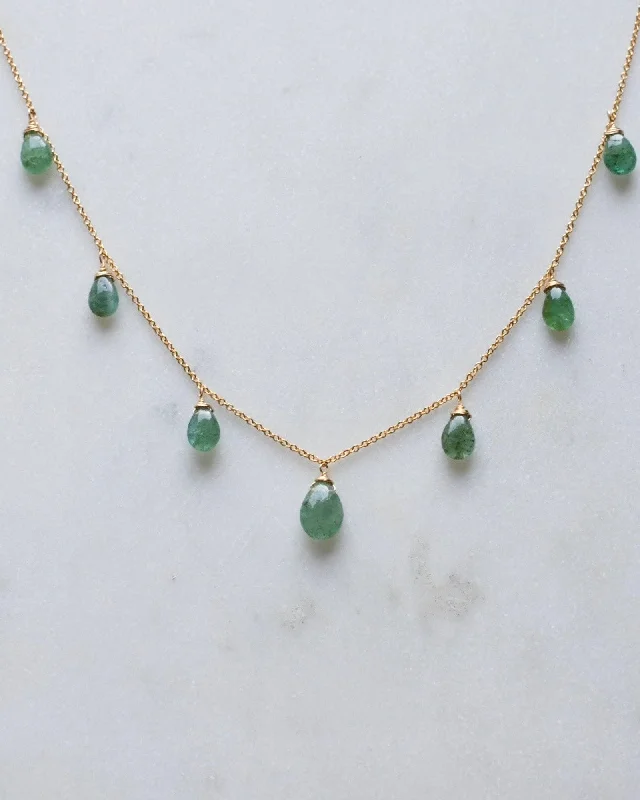 Ladies necklaces adjustable chain -Gorgeous Emerald princess necklace