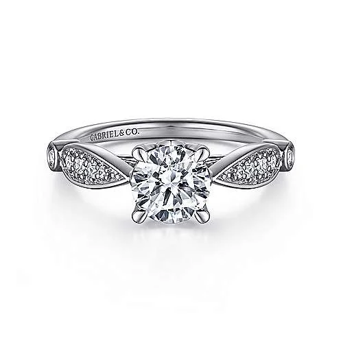 ladies engagement rings branded-Joeli - 14K White Gold Round Diamond Engagement Ring