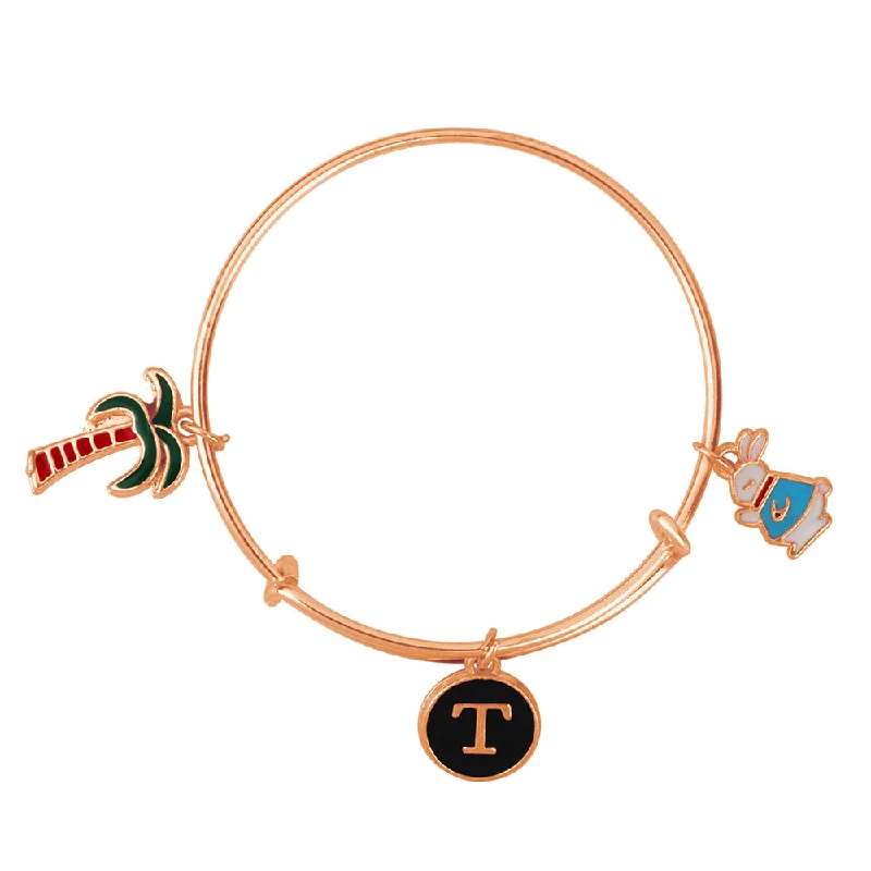 Ladies bracelets proposal glow -Mahi T Letter Rabit & Coconut Shaped Rose Gold Plated Enamel Work Charms Kids Bracelets for Kids (BRK1100977Z)