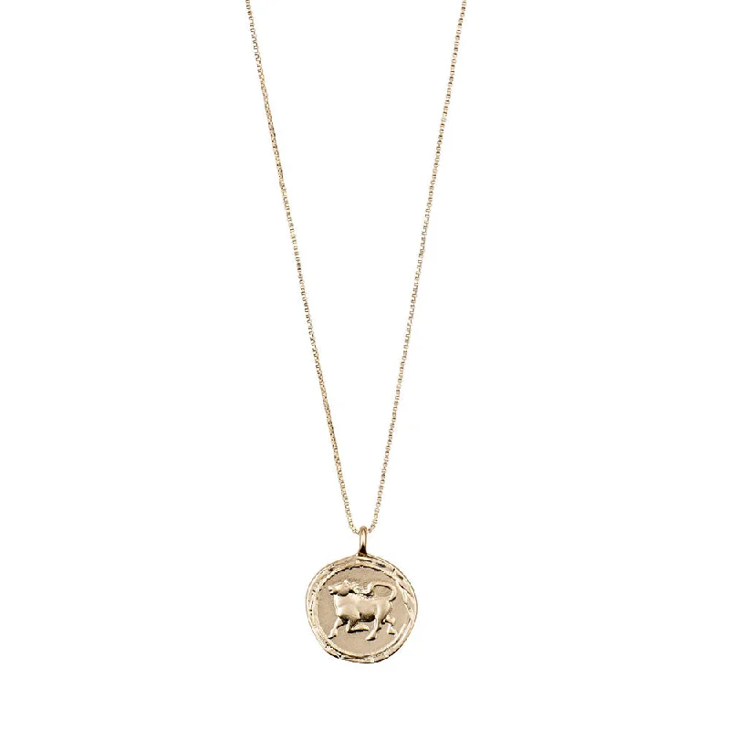 Ladies necklaces spirit stone -Taurus Gold Plated Necklace