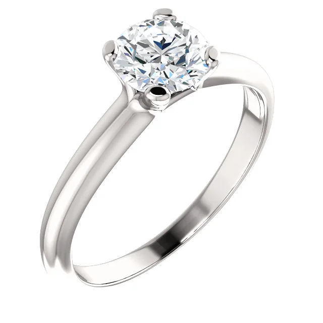 ladies engagement rings white gold-18K White Round Solitaire Engagement Ring 122005:467:P