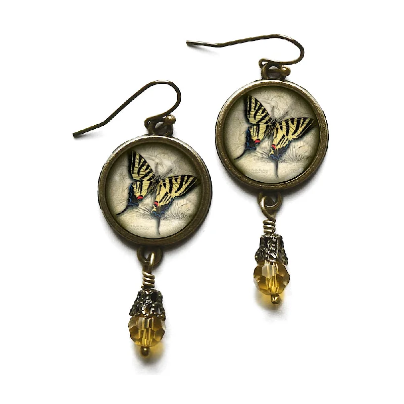 ladies earrings purple-Swallowtail Butterfly Dangle Earrings