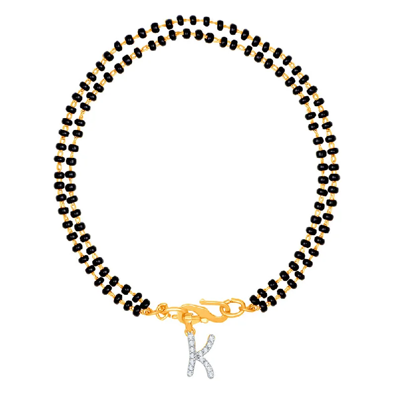 Ladies bracelets exotic appeal -Mahi Dual Chain 'K' Alphabet Initial Mangalsutra Bracelet with Beads and Cubic Zirconia for Women (BR1100500G)