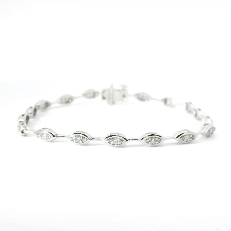 Ladies bracelets pear shaped glow -14K White Gold Natural Diamond Bracelet