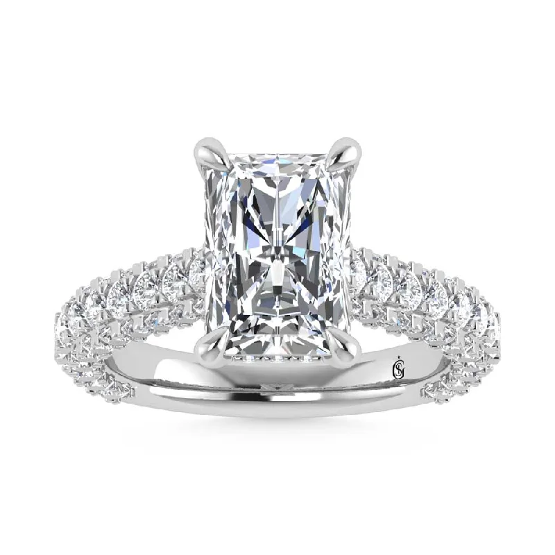 ladies engagement rings cluster-14K White Gold Lab Grown Diamond 4 1/4 Ct.Tw. Radiant Shape Engagement Ring