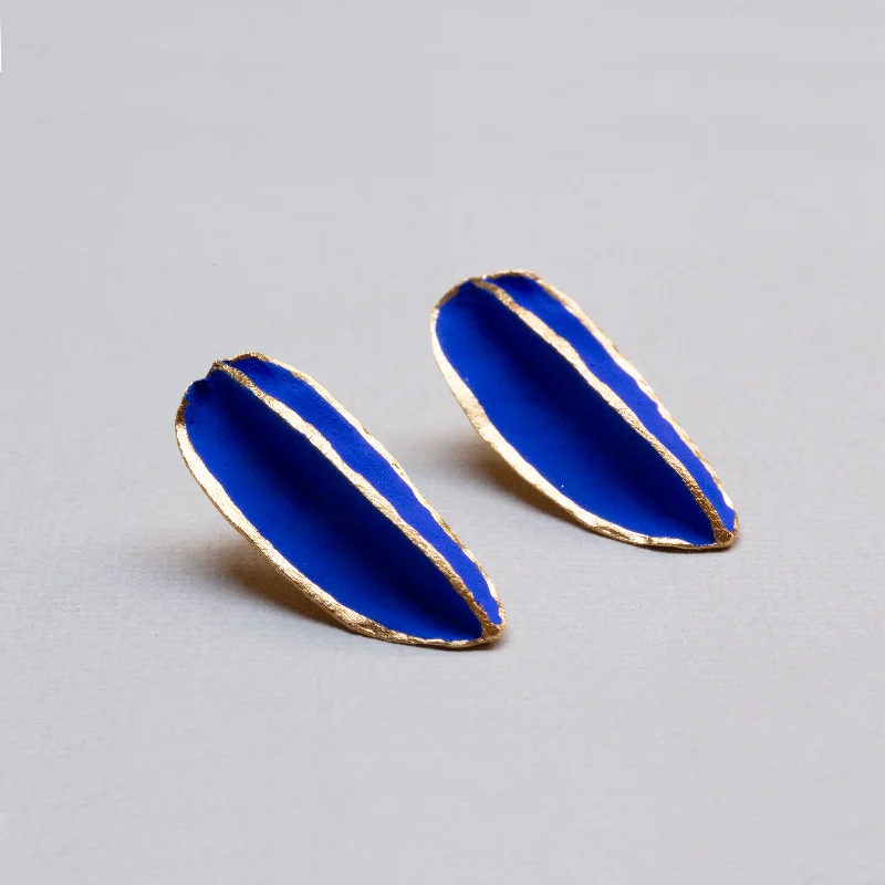 ladies earrings new-Pop-in Blue Gold-plated Earrings - Single