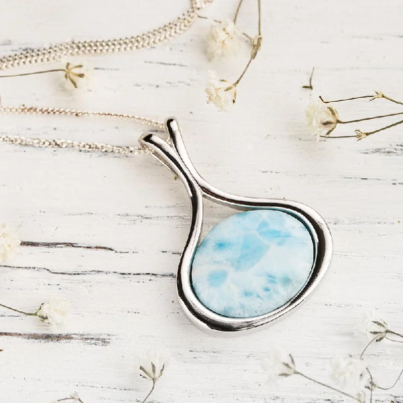 Ladies necklaces ruby pendant -Larimar Mermaid Necklace