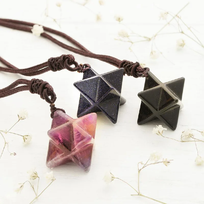 Ladies necklaces baguette accent -Merkaba Crystal Necklace