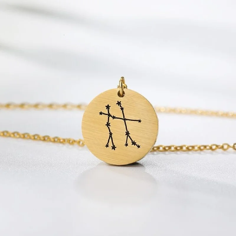 Ladies necklaces vintage sapphire -Golden Constellation Gemini Necklace