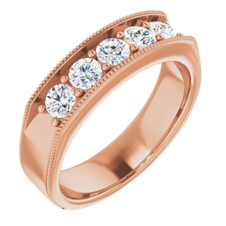 ladies rings embossed-14K Rose 1 CTW Natural Diamond Ring